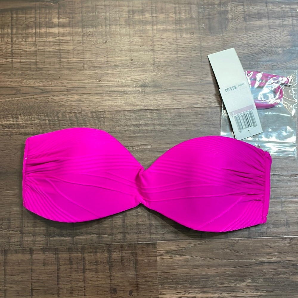 Badgley Mischka pink bandeau bikini top NWT
